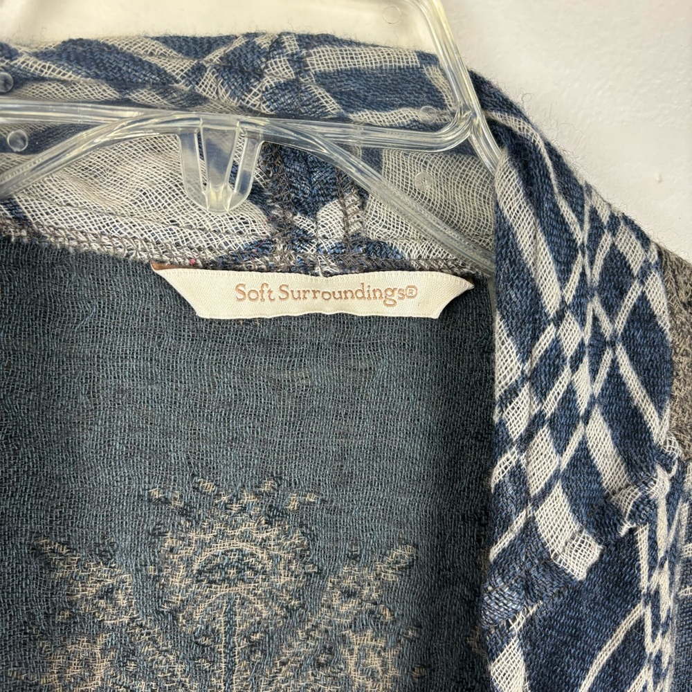 Soft Surroundings Open Front Wool Jacket/Boho Pat… - image 4